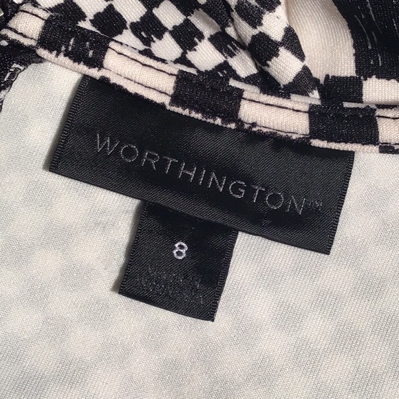 Worthington sleeveless midi dress black/polar bear black white checks 8 - Picture 7 of 7